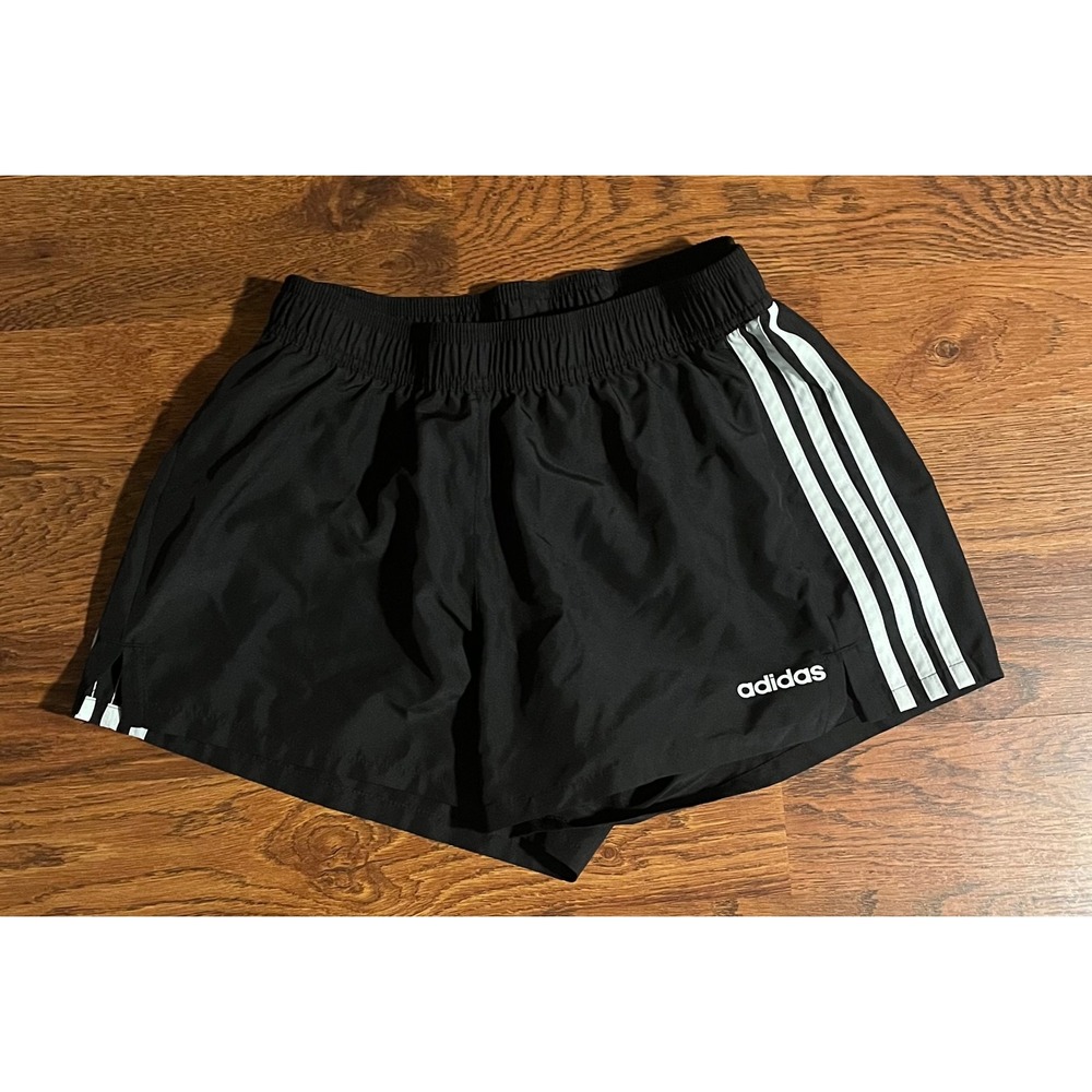 Adidas Womens Pacer 3-Stripes Woven Shorts Black White Athletic Running Size M